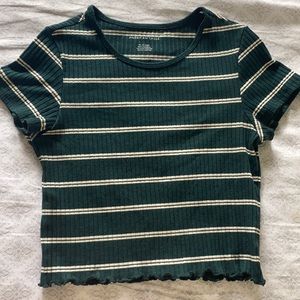 American eagle green striped cropped top